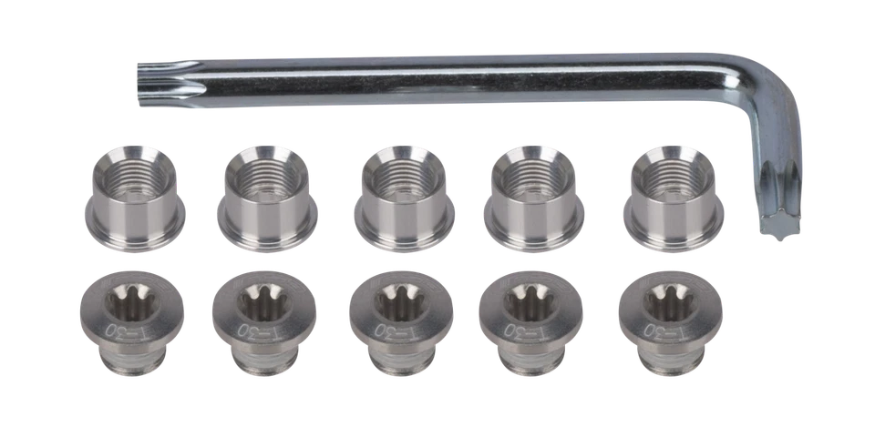 FSA double chainring 5x nut bolts set kit with tool torx T-30 alloy silver NEW - Image 1 of 1