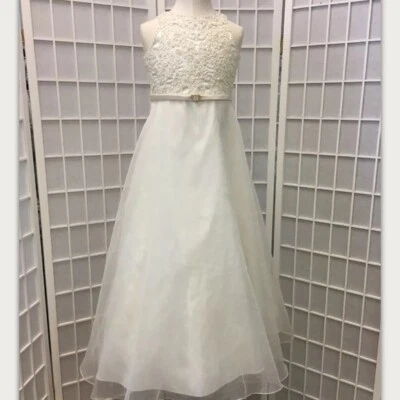 David’s Bridal, Girls,Formal dress,White,SZ  7, Corset woven faux pearls,Tulle.! - Изображение 1 из 4