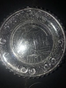 Benjamin Franklin Ship Pairpoint Clear Glass Vintage Cup Plate 3 1/2" Trinket - Picture 1 of 4