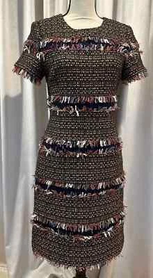 NEW Tory Burch Women Dress Tweed Fringe Dress Size 4 - Image 1 of 4