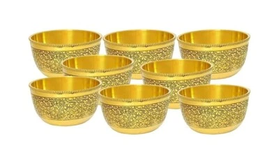 Hermosa vajilla de latón en relieve para cena restaurante 8 cuencos para servir helados Foto 1 de 4