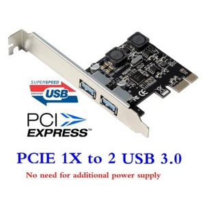 PCI-E To USB 3.0 PCIE Expansion Controller Card 2-Port PCI Express Hub Adapter - Picture 1 of 5