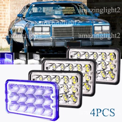 Faro LED 4x6" azul DRL apto para Buick Riviera 1975 1976 1977 1978 1979-1985 4 un. Foto 1 de 4