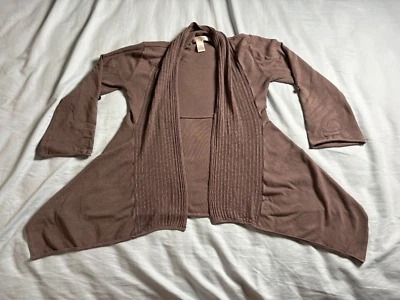 Cardigã feminino Kenar frente aberta tamanho pequeno cor marrom suéter manga longa - Imagem 1 de 4