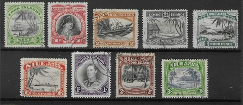 NIUE 1944-46 SET (9) MAINLY FINE USED. SG. 89 - 97.  (6478) Cover