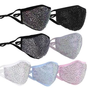 Bling Crystal Face Mask Washable With Filter Pocket - Picture 1 of 13