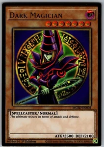 YUGIOH! Dark Magician - oro premium raro - 1ª edición #MGED-EN002 casi nuevo - Imagen 1 de 2