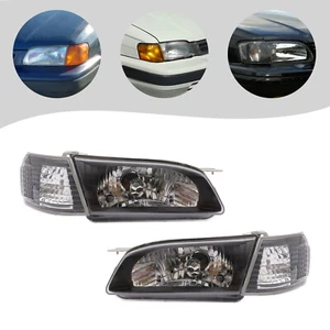 For 1995 1999 Toyota Tercel Headlights Lamps Clear Lens Set Left+Right Black - Bild 1 von 11