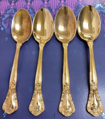 4 Cucharadas Godinger GRAND MASTER de electrochapado dorado/cuchara sopera ovalada cubiertos Foto 1 de 4