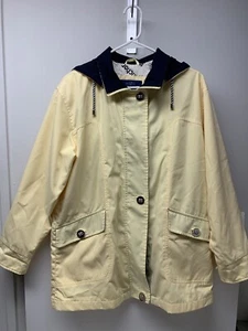 Mackintosh New England Women's Yellow And Blue Rain Jacket Removable Hood Size S - Picture 1 of 15