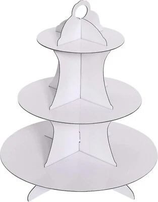 Soporte/torre para cupcakes blanco de cartón de 3 niveles 1 juego (1, blanco) Foto 1 de 4