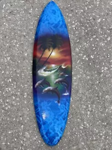 24”DOLPHINS SURFBOARD AIR BRUSH DESIGN TROPICAL SIGN WALL HANGING ART HOME DECOR - Picture 1 of 2