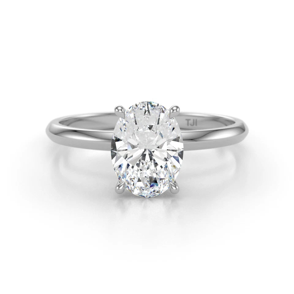 IGI Certified Lab Grown Oval Shape Diamond  Engagement Ring in 14K White Gold - Image 1 of 1