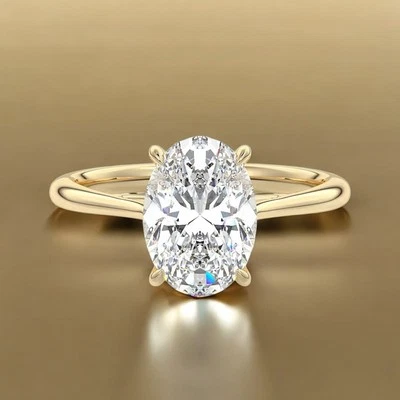 Oval Cut Certified IGI Lab Grown Diamond Engagement Ring 14k Yellow Gold 2 Carat - Image 1 of 4