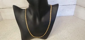 Vintage 14k Yellow Gold Filled 1/20 Braided Necklace 18" Chain Womens Jewelry - Picture 1 of 5