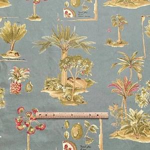 BTY Paradise Palm Fabric Decor Interiors Dusty Blue-Green - Picture 1 of 8