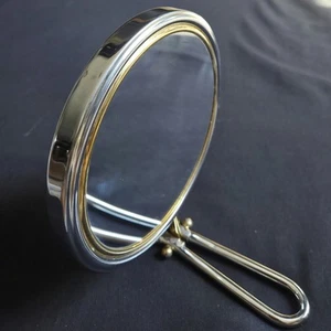 Espejo de mano tocador estilo años 50 convertible latón y metal tono plata 6,25"X 12" - Imagen 1 de 11