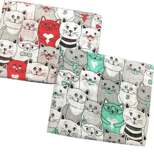 ✅ Katzen neuwertig rot 2er Set Musselin quadratisch waschbar Baby Tuch Windel Rülpsen Lätzchen 70x80cm - Bild 1 von 9