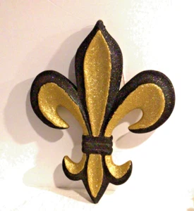 15" x 12" schwarz und gold glitzernd Fleur de Lis Karneval Ornament - Bild 1 von 1