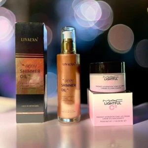 Mac Lightful C3 Radiant Hydration Tone Up Eye Cream + Liyalan Body Shimmer Oil - Picture 1 of 4