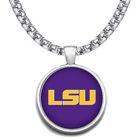 Large Purple LSU Tigers 24" Chain Stainless Pendant Necklace FREE SHIP' D30 Cover