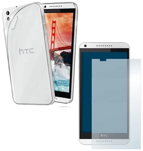 For HTC DESIRE 816 TEMPERED GLASS SCREEN PROTECTOR + CLEAR SILICONE TPU GEL CASE - Picture 1 of 12