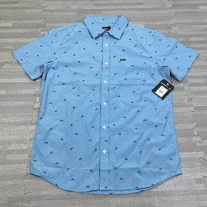 O’Neill Harborside Short Sleeve Button Waves AOP Shirt Mens Size Small Blue $55 - Picture 1 of 8