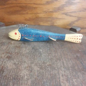 Vintage Wooden Painted Fish Decoy Spearing Fish Decoy Lure 5.5:-6" Long - Picture 1 of 12