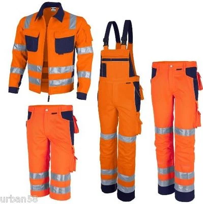 QUALITEX PRO MG 245 Warnschutzkleidung Latzhose Bundhose Arbeitsjacke Shorts orange/marine EN 20471