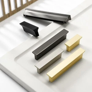 MFYS Simple style Black Gold Cabinet Handles Pulls Cupboard Drawer Knobs Handles - Picture 1 of 15