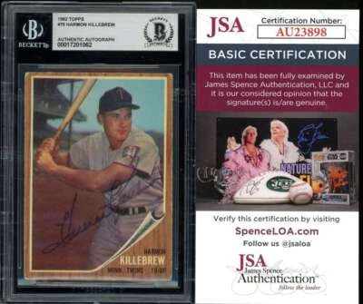 Harmon Killebrew Beckett BAS JSA COA Signed 1962 Topps Autograph - Image 1 of 2