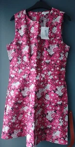 WOMEN'S WAREHOUSE TEXTURED PINK FLORAL DRESS UK12 - Picture 1 of 6