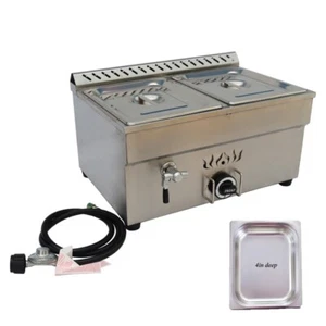 2-Pan 4'' Deep Pan Countertop LP GAS Food Warmer Buffet Steam Soup Warmer 1/2Pan - Picture 1 of 14