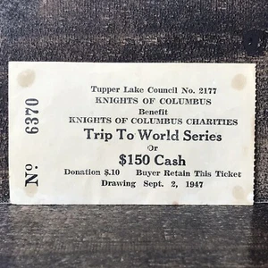 Viaje a la Serie Mundial 1947 o boleto de rifa de $150 Caballeros de Colón - Imagen 1 de 4
