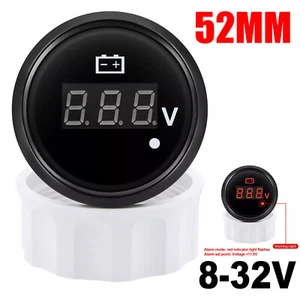 2" 52MM Black Voltage Volt Voltmeter 8-32V Gauge Waterproof for Marine Boat Car  - Picture 1 of 14