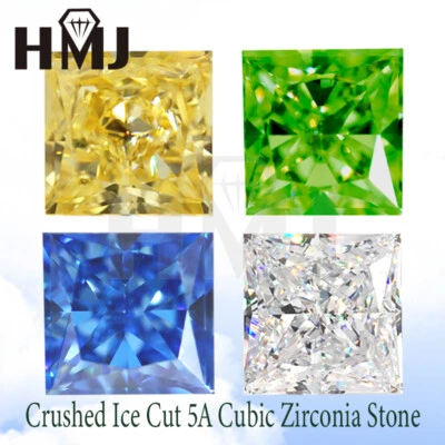 White Yellow Square Crush Ice Cut 5A Cubic Zirconia High Quality CZ DIY Jewelry - Image 1 of 4