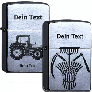 Zippo Feuerzeug chrome brushed Landwirt personalisiert Bauer Zunftsymbol Trecker - Bild 1 von 7