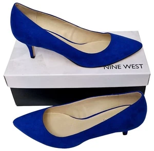 NINE WEST Flagship 55 Damas Azul Tela Sintética Gamuza Tacón Medio Zapatos Reino Unido 7.5 - Imagen 1 de 9