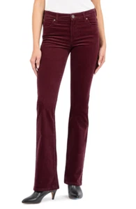 NEW! $89 KUT FROM THE KLOTH KAREN BABY BOOTCUT CORDUROY PANTS WINE SZ 14 - Picture 1 of 4