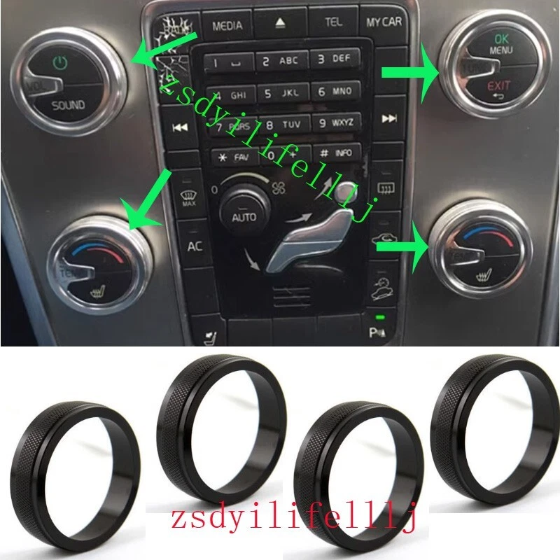 4x Botão de Ar Condicionado Áudio Cross Country para Volvo S60 Acabamento de Alumínio Preto a - Imagem 1 de 1