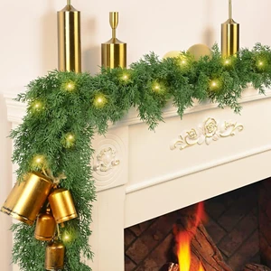 Christmas Garland Decorations-2 Pack 5.9 FT Faux Cedar Garland Artificial Realis - Picture 1 of 7