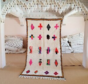 Azilal rug 8'3"x4'7" Ft Wool Berber Moroccan  Carpet handmade wool Azilal rug