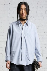 R13 Blue Stripe Drop Neck Oxford Shirt/Blouse XXS - Picture 1 of 8