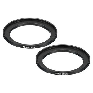 46mm-55mm Metal Step Up Ring, 2 Pcs Camera Lens Filter Adapter Ring Black - Picture 1 of 5