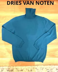 Dries Van Noten Turtleneck Wool Knit Sweater - Turquoise Blue - Size M (Unisex) - Picture 1 of 6