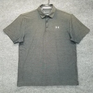 Under Armour Shirt Men Large L Black Heat Gear Loose 3 Button Polo Front Logo UA - Picture 1 of 13