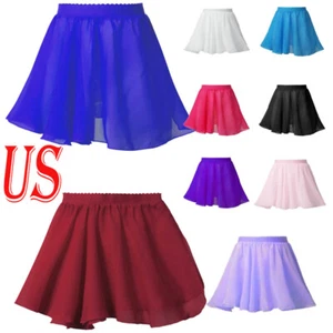 Girls Basic Chiffon Floral Wrap Skirt Ballet Pull-On Skirt Ballroom Dancewear - Picture 1 of 80