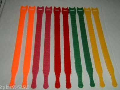 10 Cable Ties Hook and & Loop Tidies  Reusable Adjustable 20 cm x 12.2 cm 8 inch - Image 1 of 4