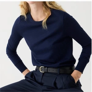 NWT Halle Crew Neck Sweater 100% Merino Wool Navy Blue Size XL - Picture 1 of 9
