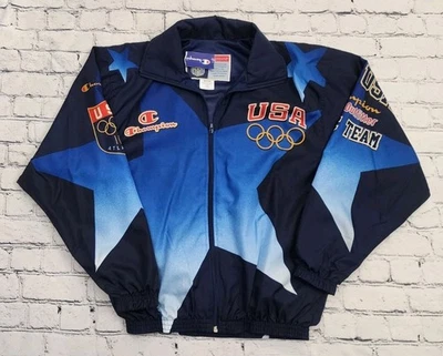 Quebra-vento vintage campeão 1996 Atlanta Olympics equipe EUA tamanho M NOVO com etiquetas novo com etiquetas - Imagem 1 de 4
